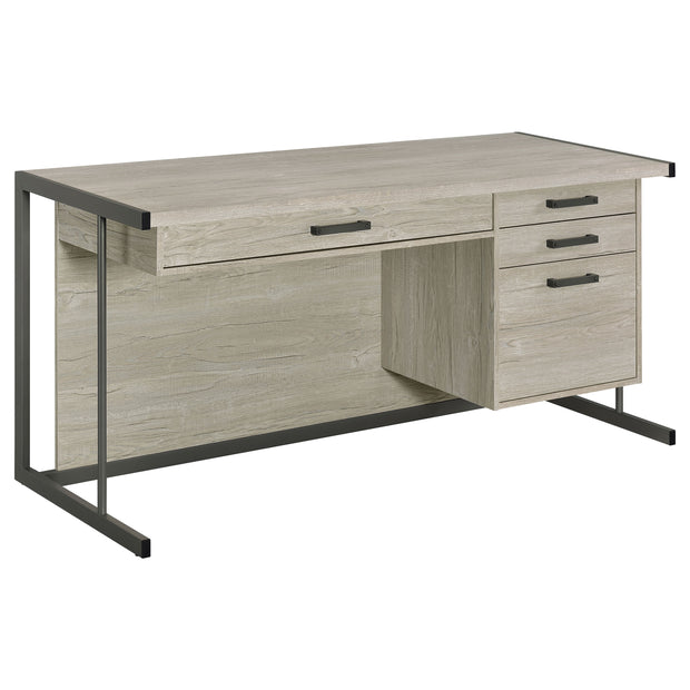 Contemporary White Washed Gray Desk