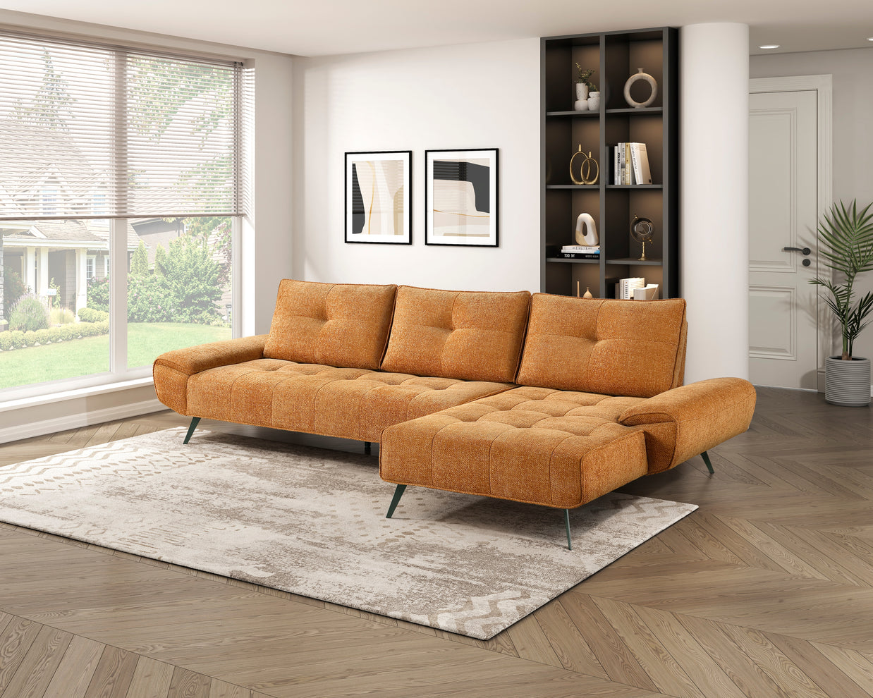 2-Piece Sectional with Right Chaise and Dual-position Backs for Adjustable Seat Depth