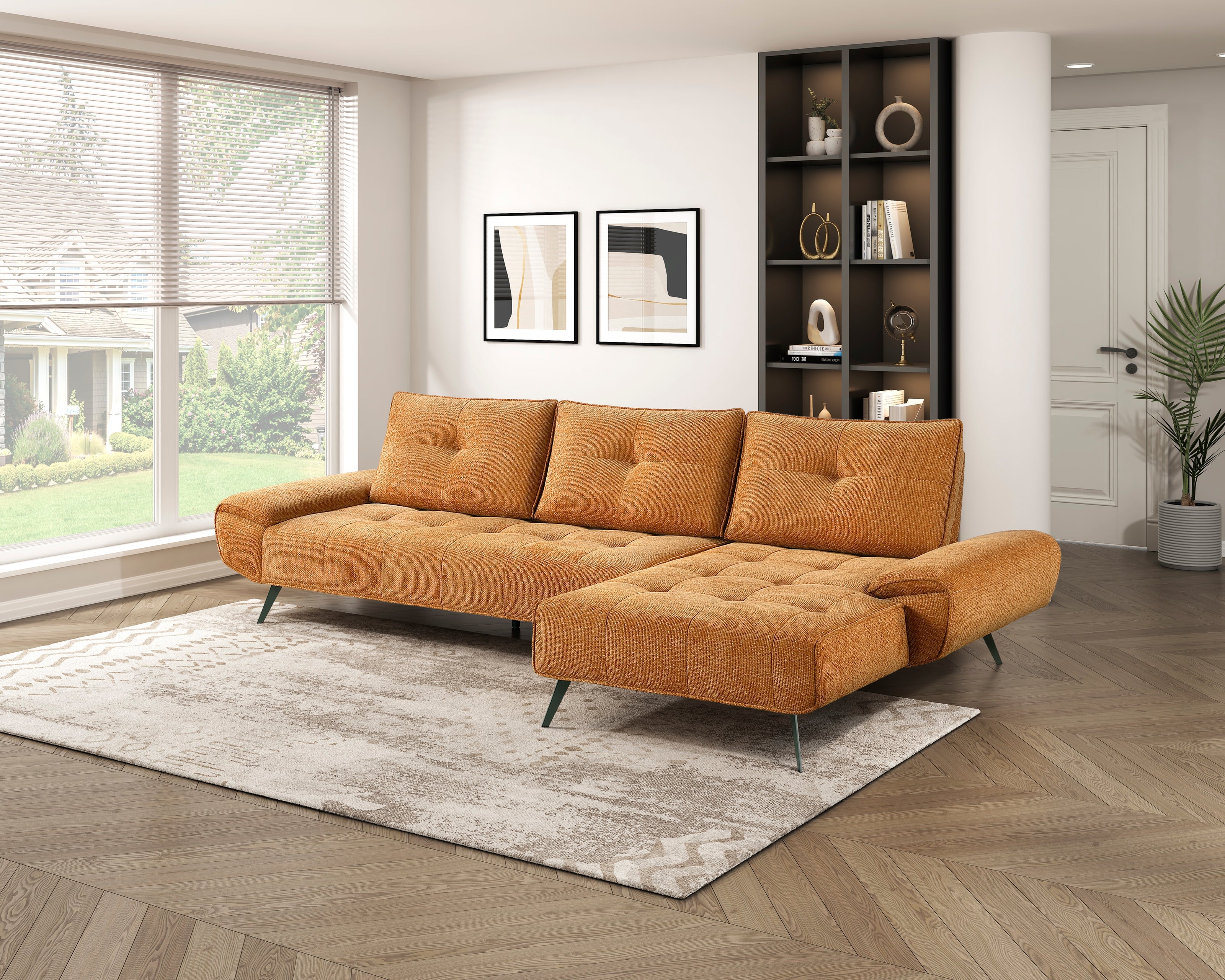 2-Piece Sectional with Right Chaise and Dual-position Backs for Adjustable Seat Depth