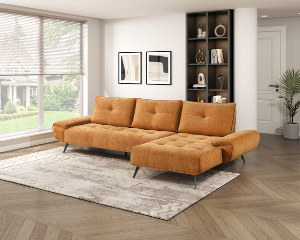 2-Piece Sectional with Right Chaise and Dual-position Backs for Adjustable Seat Depth