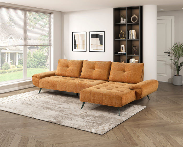 2-Piece Sectional with Right Chaise and Dual-position Backs for Adjustable Seat Depth