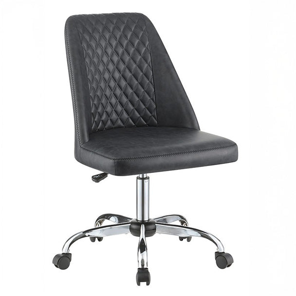 Gray Faux Leather Office Chair with Chrome Base