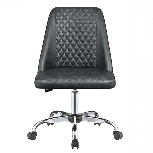 Gray Faux Leather Office Chair with Chrome Base