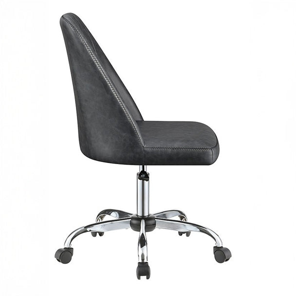 Gray Faux Leather Office Chair with Chrome Base