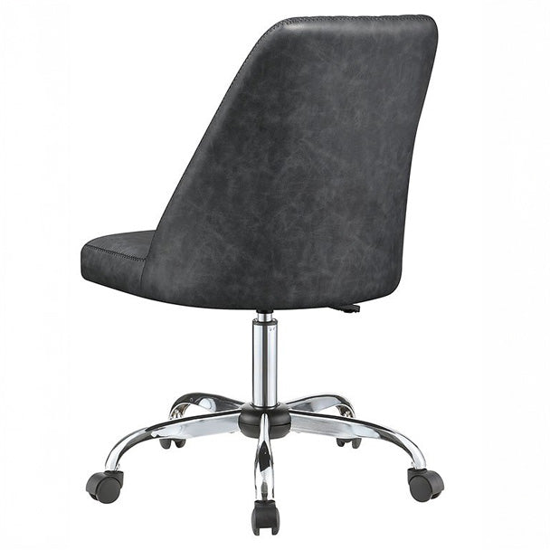 Gray Faux Leather Office Chair with Chrome Base