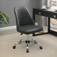 Gray Faux Leather Office Chair with Chrome Base
