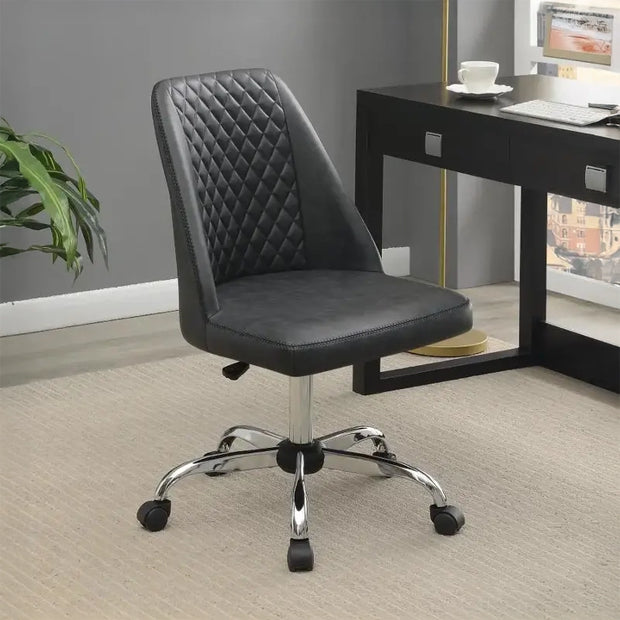 Gray Faux Leather Office Chair with Chrome Base