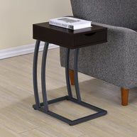 C-Shaped Side Table with Drawer & Power Outlet