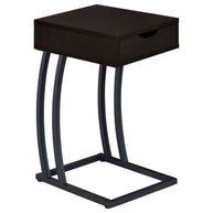 C-Shaped Side Table with Drawer & Power Outlet