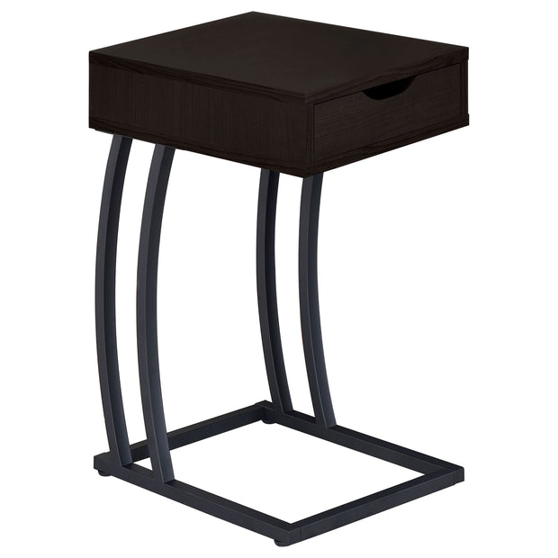 C-Shaped Side Table with Drawer & Power Outlet