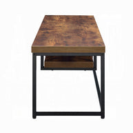 Weathered Oak & Black Metal TV Stand