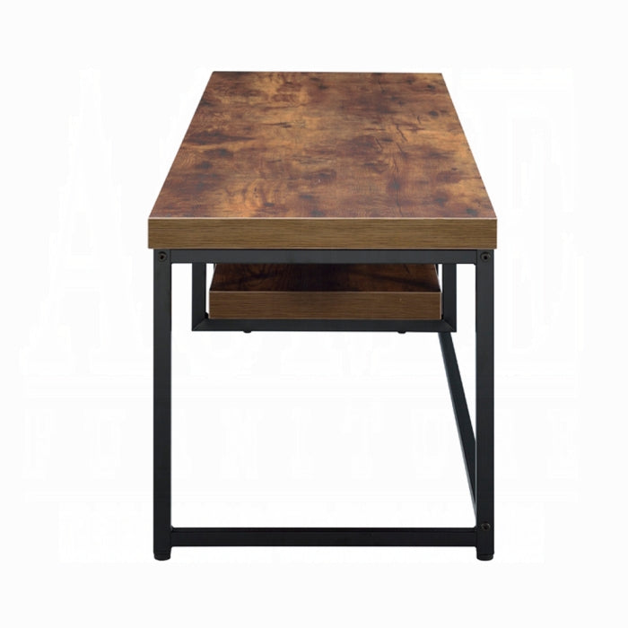 Weathered Oak & Black Metal TV Stand