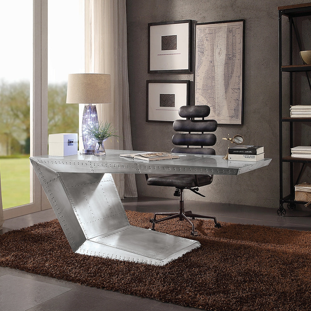 Industrial Aviator Aluminum Patchwork Writing Desk