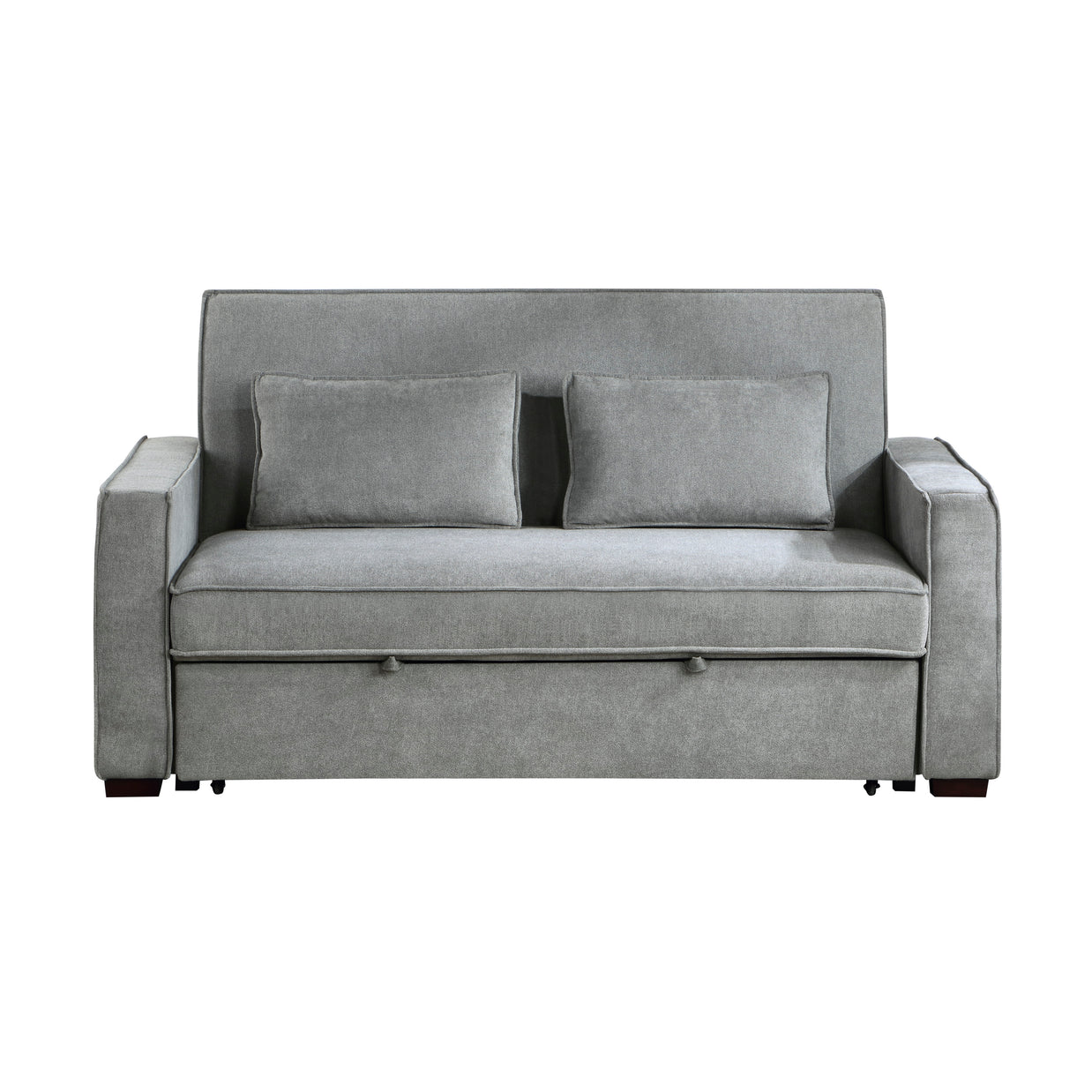 Gray Convertible Studio Sofa with Pull-Out Bed