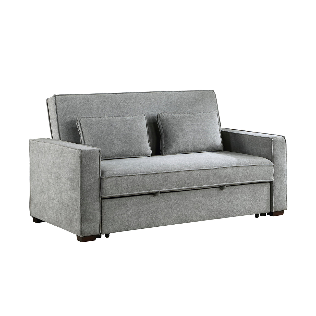 Gray Convertible Studio Sofa with Pull-Out Bed