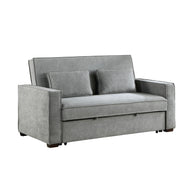 Gray Convertible Studio Sofa with Pull-Out Bed