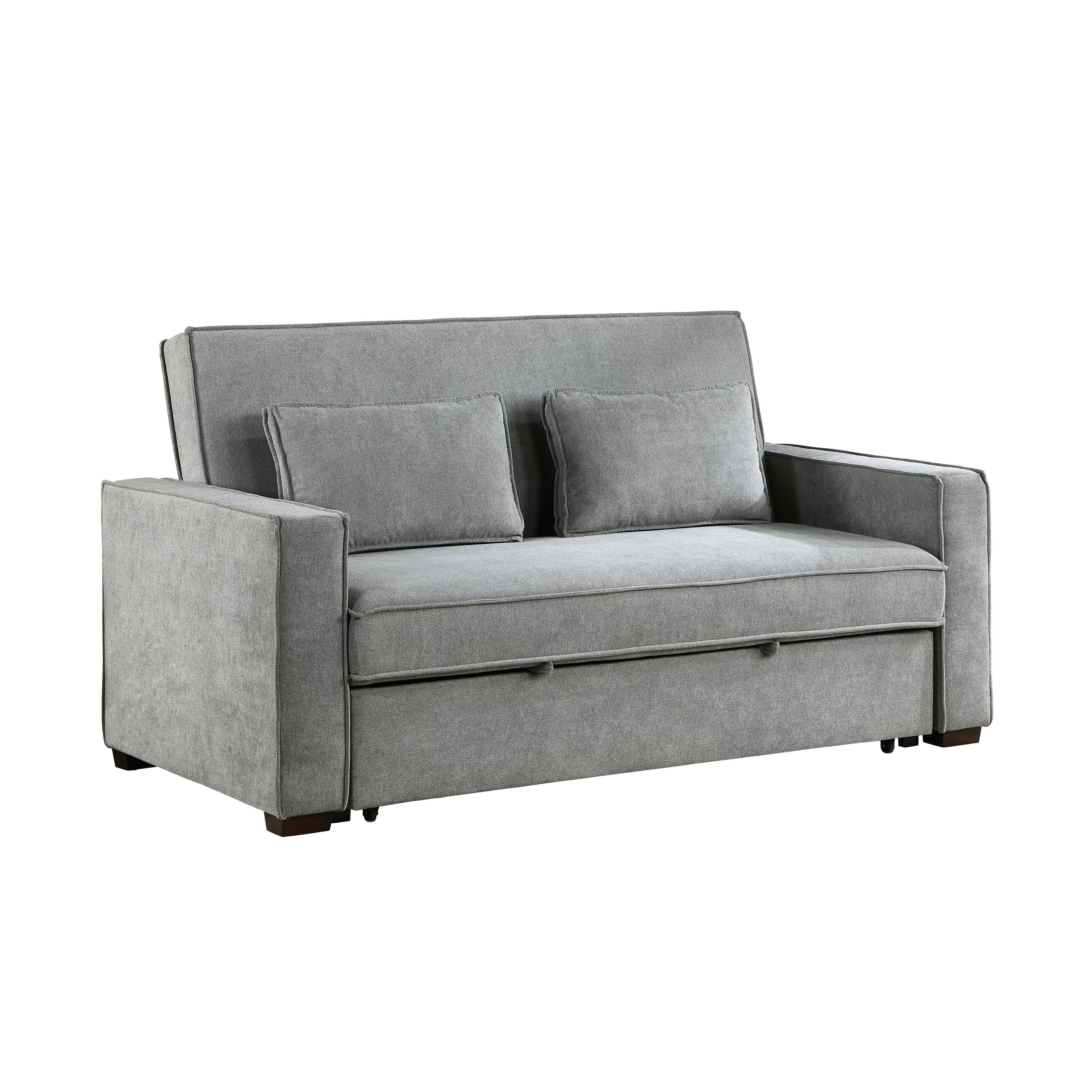 Gray Convertible Studio Sofa with Pull-Out Bed