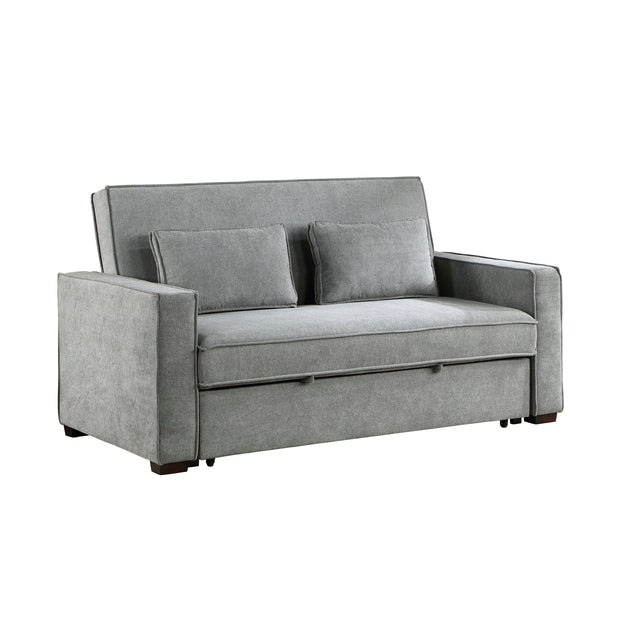 Gray Convertible Studio Sofa with Pull-Out Bed