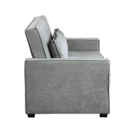 Gray Convertible Studio Sofa with Pull-Out Bed