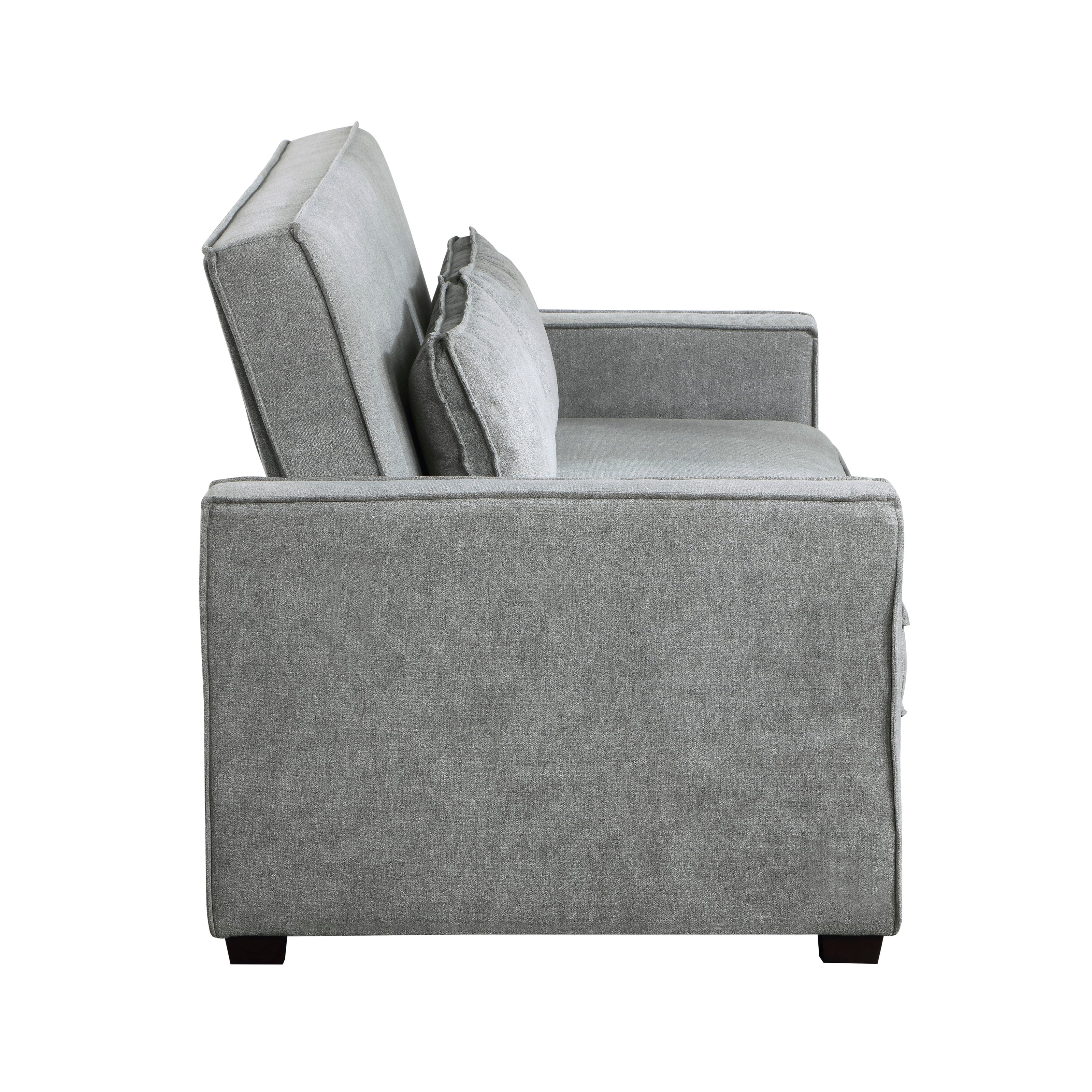 Gray Convertible Studio Sofa with Pull-Out Bed