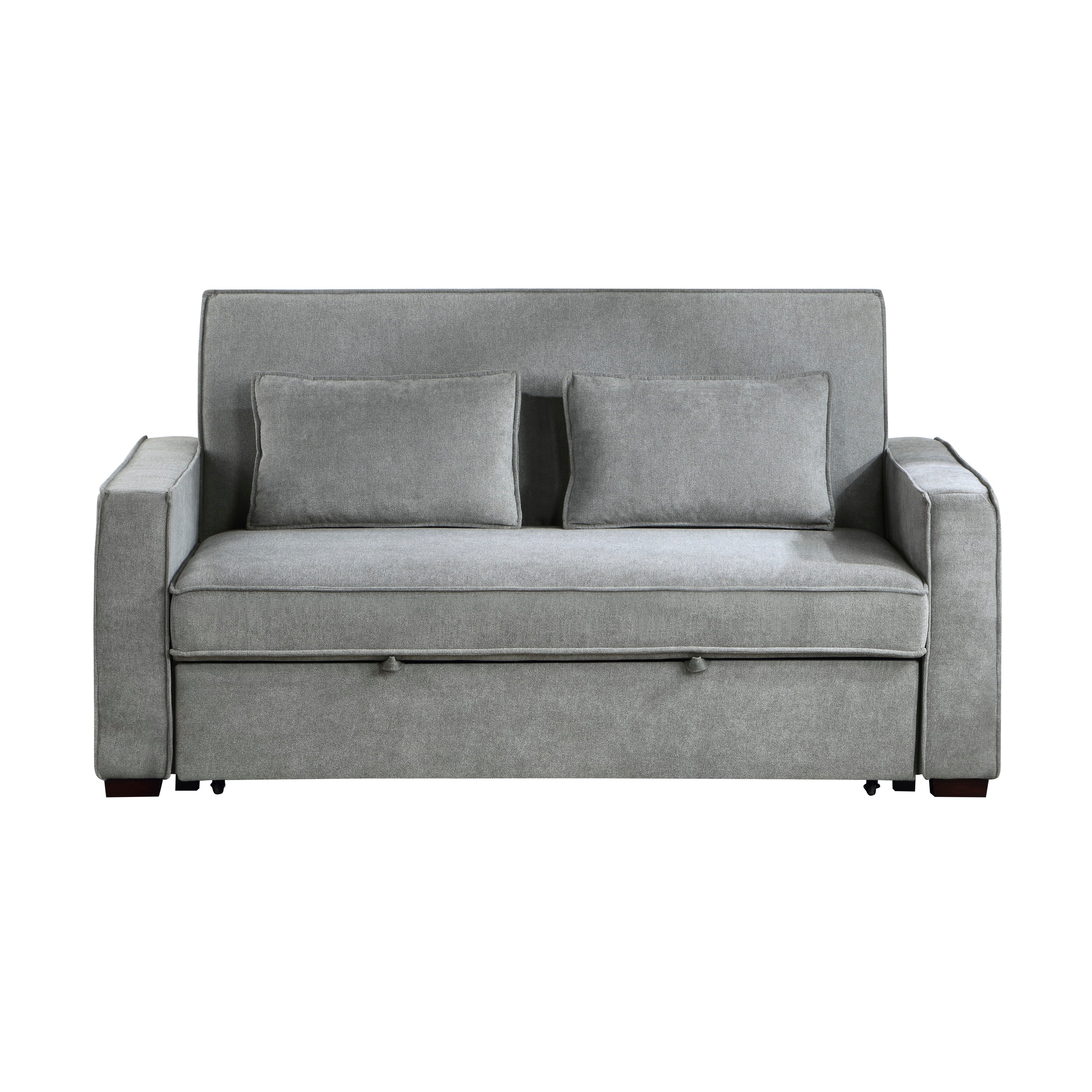 Gray Convertible Studio Sofa with Pull-Out Bed