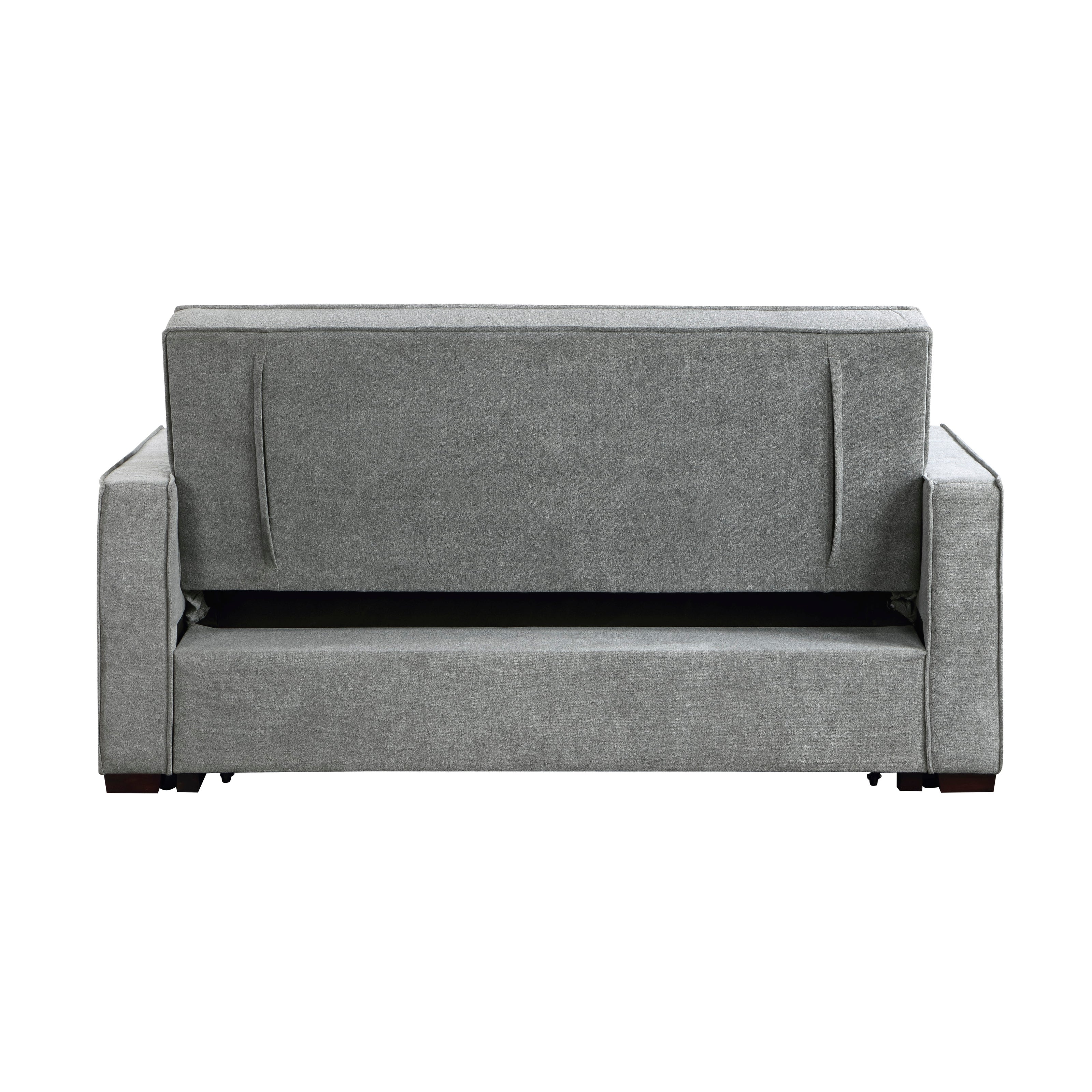 Gray Convertible Studio Sofa with Pull-Out Bed