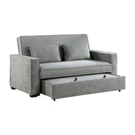 Gray Convertible Studio Sofa with Pull-Out Bed