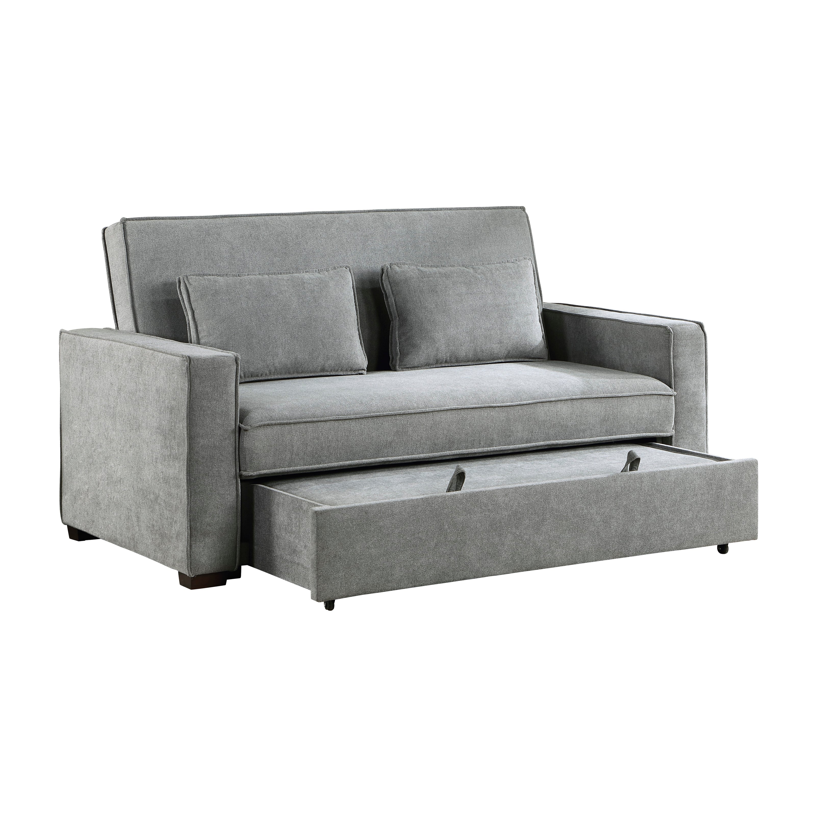 Gray Convertible Studio Sofa with Pull-Out Bed