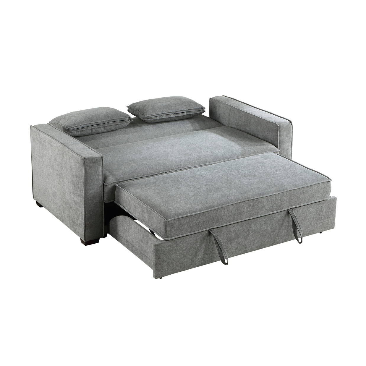 Gray Convertible Studio Sofa with Pull-Out Bed