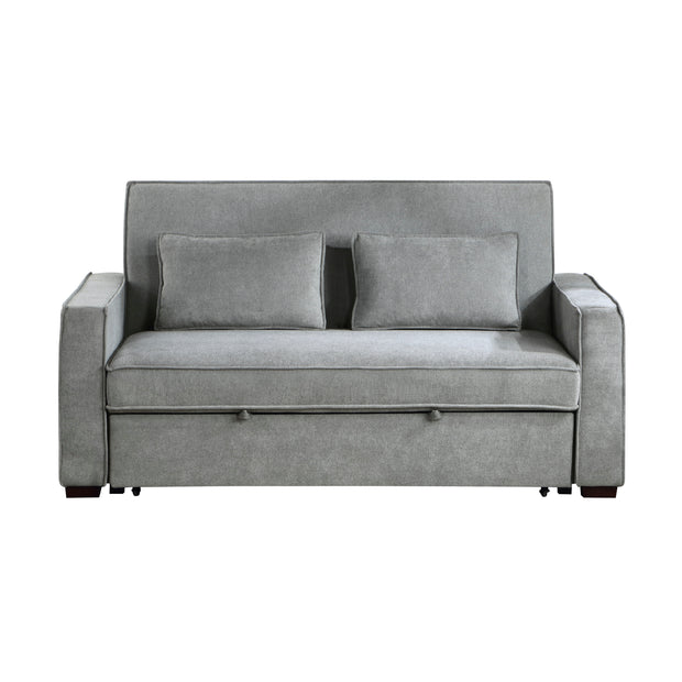 Gray Convertible Studio Sofa with Pull-Out Bed