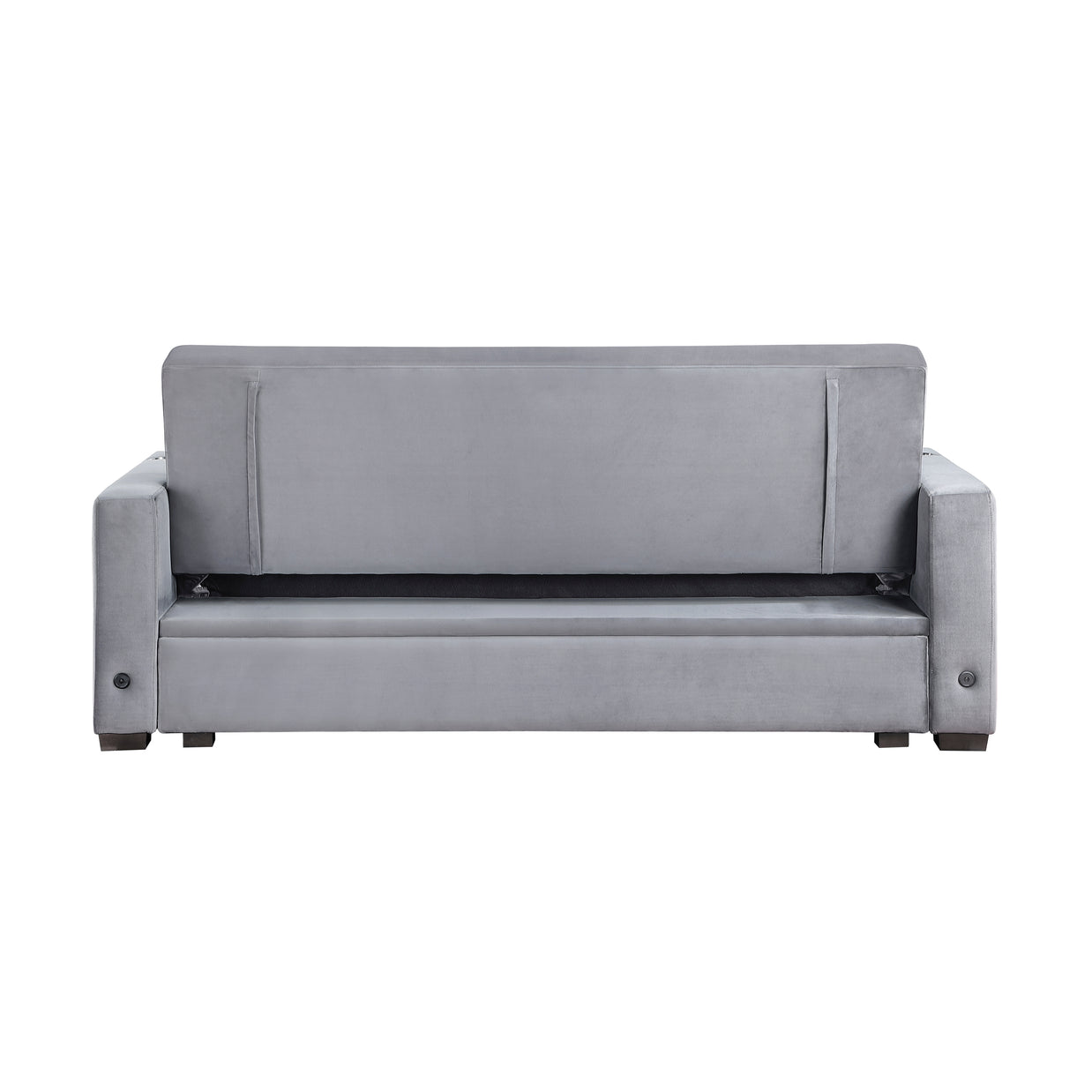 Convertible Sofa Bed with Hidden Storage, Cup Holders & USB Charging Ports