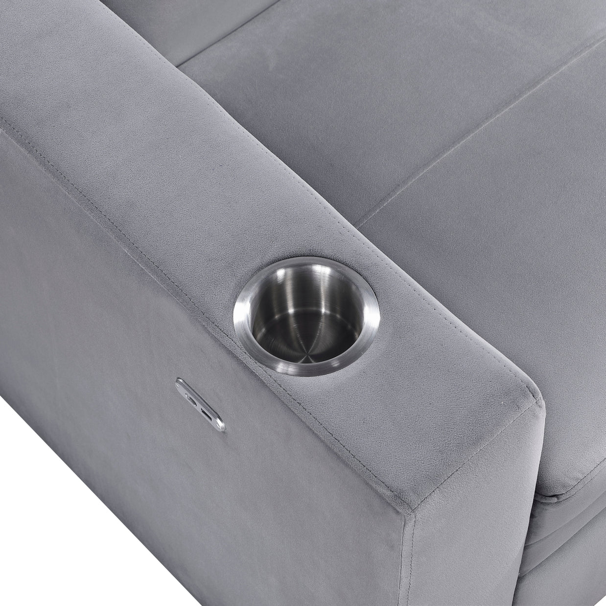 Convertible Sofa Bed with Hidden Storage, Cup Holders & USB Charging Ports