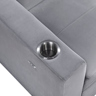 Convertible Sofa Bed with Hidden Storage, Cup Holders & USB Charging Ports