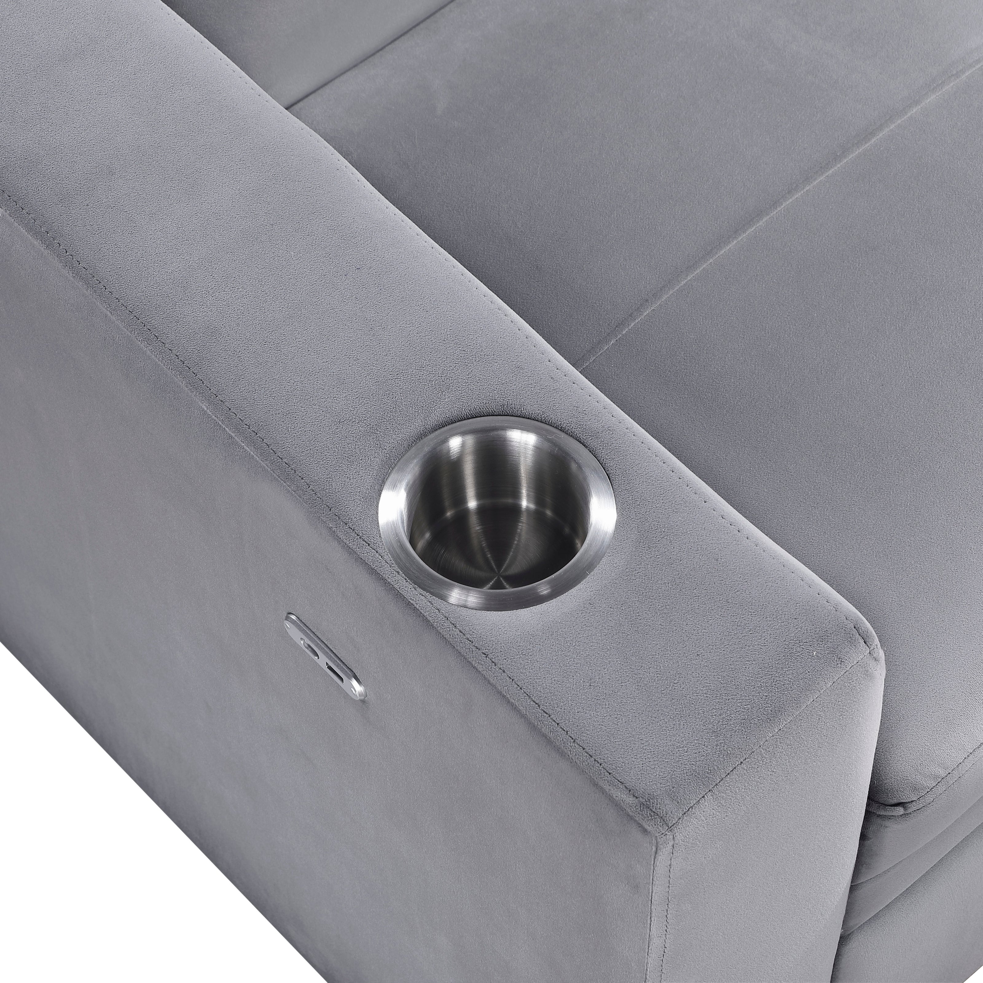 Convertible Sofa Bed with Hidden Storage, Cup Holders & USB Charging Ports