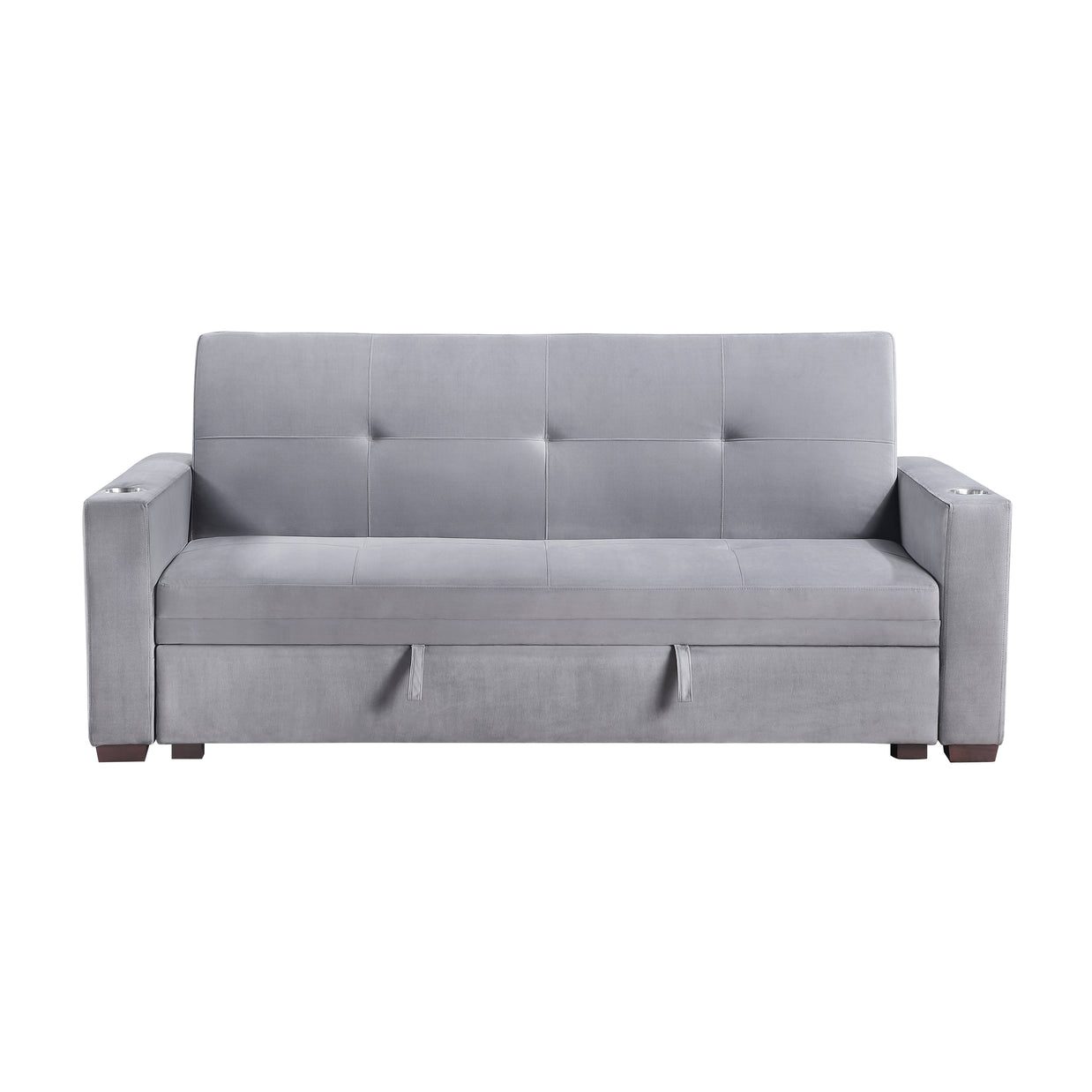 Convertible Sofa Bed with Hidden Storage, Cup Holders & USB Charging Ports