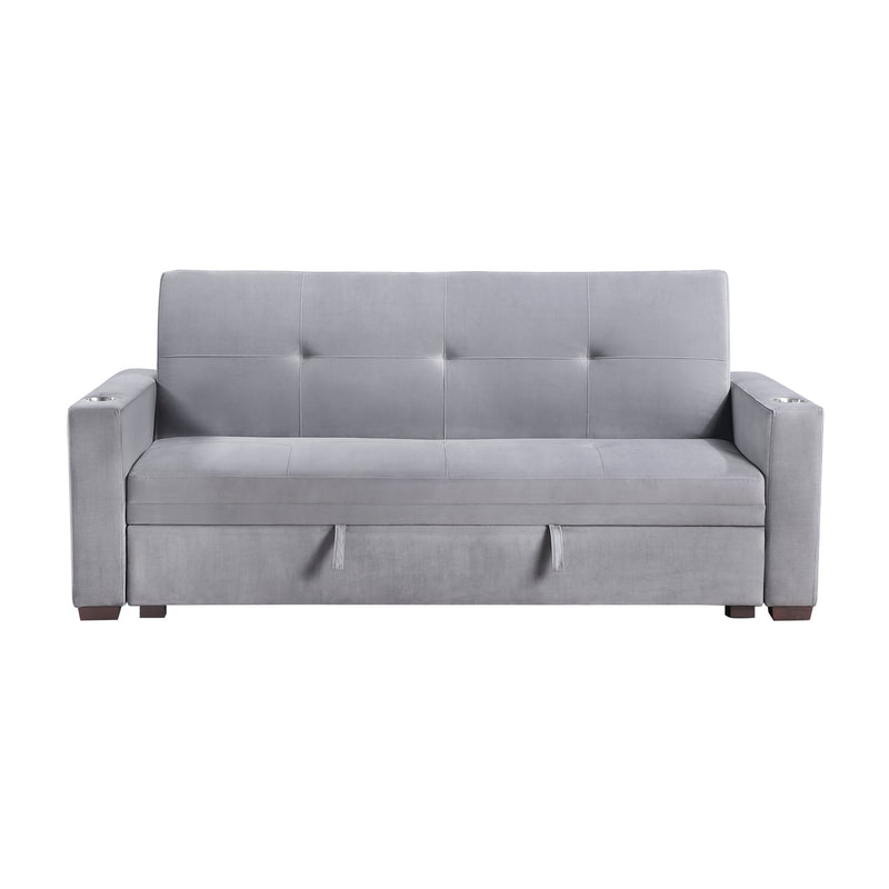 Convertible Sofa Bed with Hidden Storage, Cup Holders & USB Charging Ports