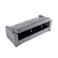 Convertible Sofa Bed with Hidden Storage, Cup Holders & USB Charging Ports