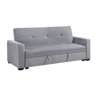 Convertible Sofa Bed with Hidden Storage, Cup Holders & USB Charging Ports