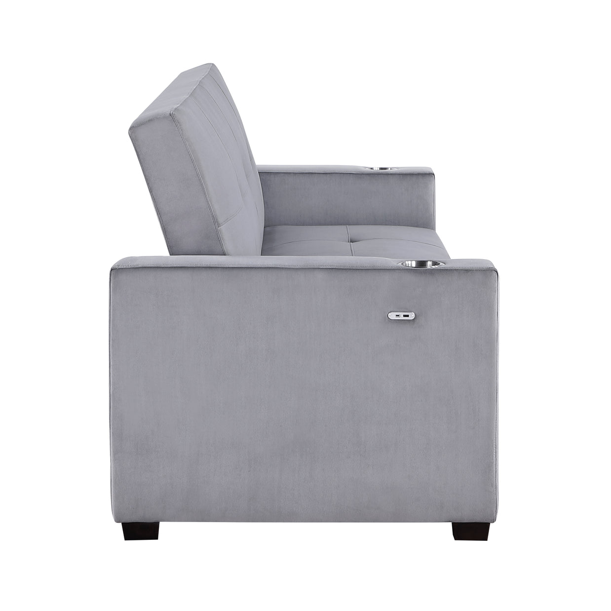 Convertible Sofa Bed with Hidden Storage, Cup Holders & USB Charging Ports