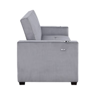 Convertible Sofa Bed with Hidden Storage, Cup Holders & USB Charging Ports