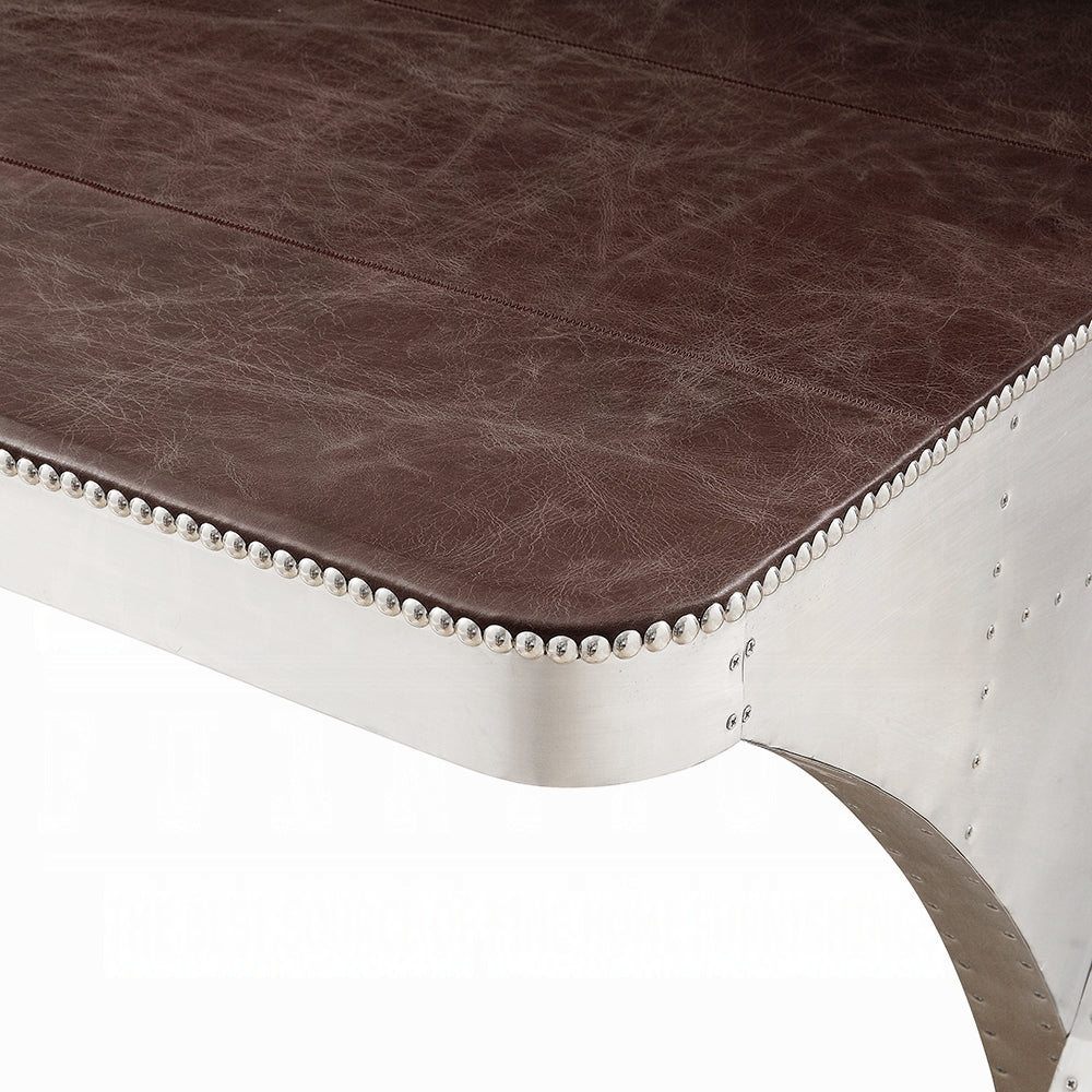 Aviator Leather & Aluminum Writing Desk