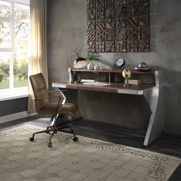 Aviator Leather & Aluminum Writing Desk