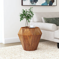 Geometric Solid Mango Wood Side Table