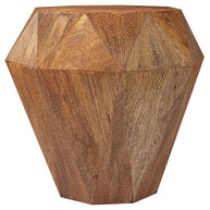 Geometric Solid Mango Wood Side Table