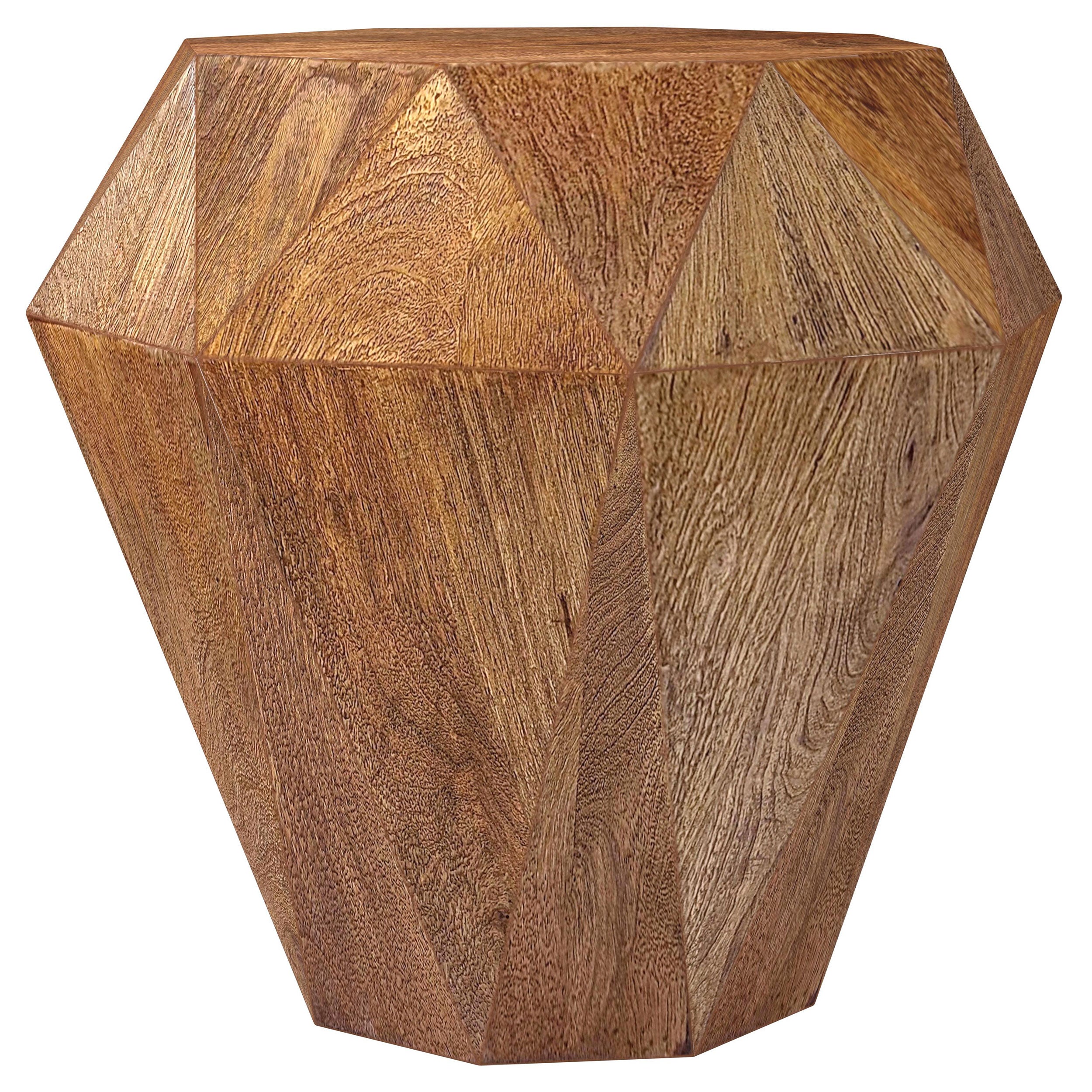 Geometric Solid Mango Wood Side Table