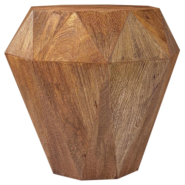 Geometric Solid Mango Wood Side Table