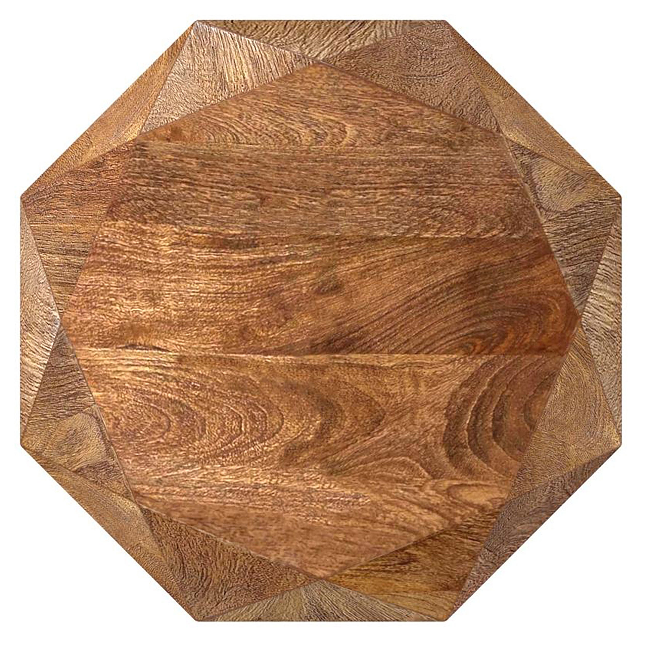 Geometric Solid Mango Wood Side Table