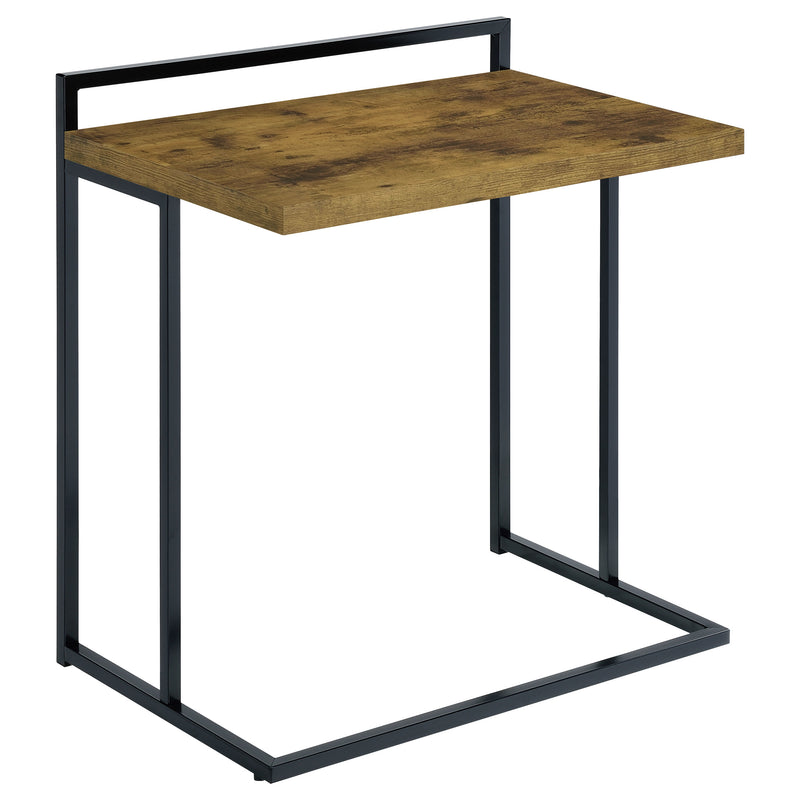 C-Shaped Sofa Side Table in Rustic Nutmeg Wood