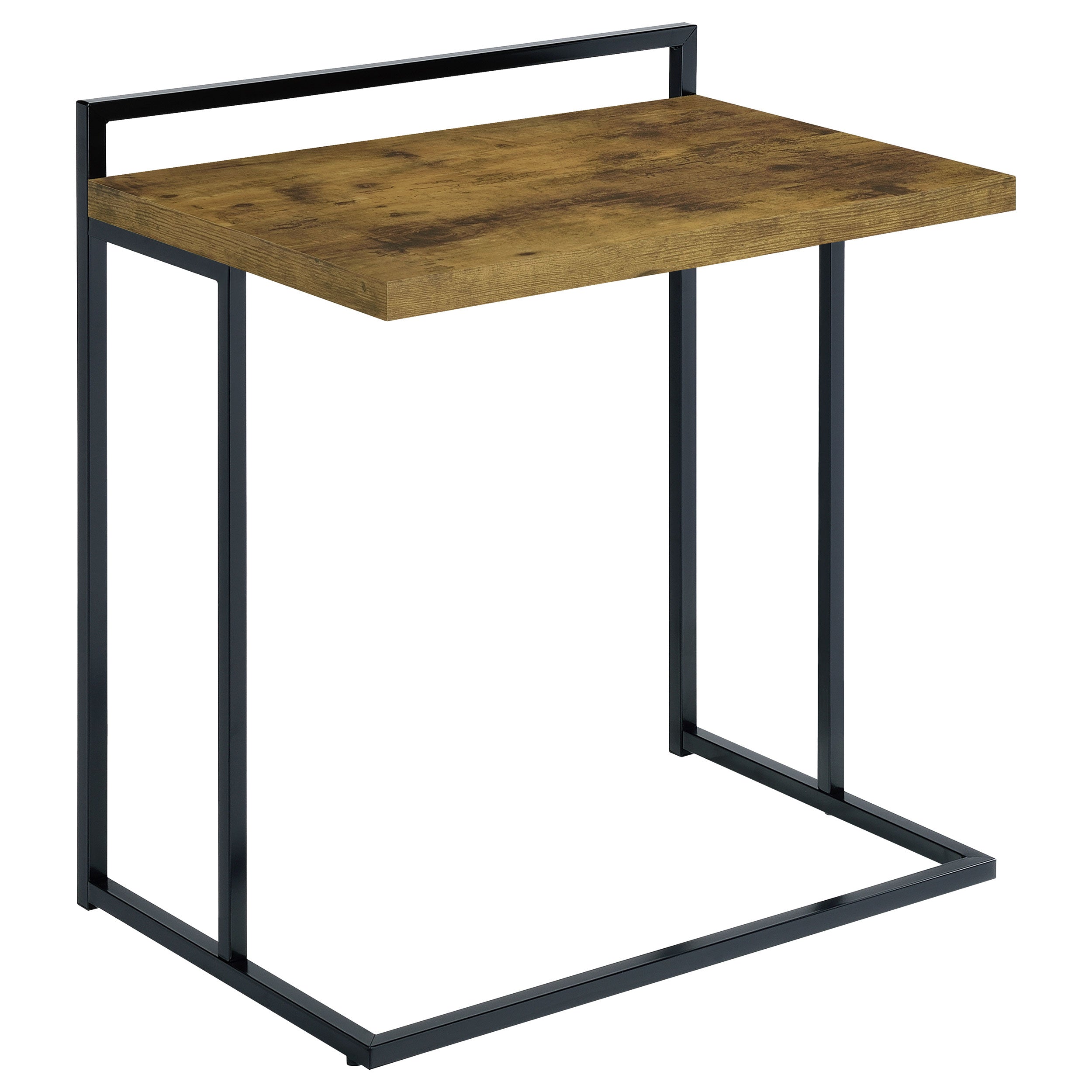 C-Shaped Sofa Side Table in Rustic Nutmeg Wood