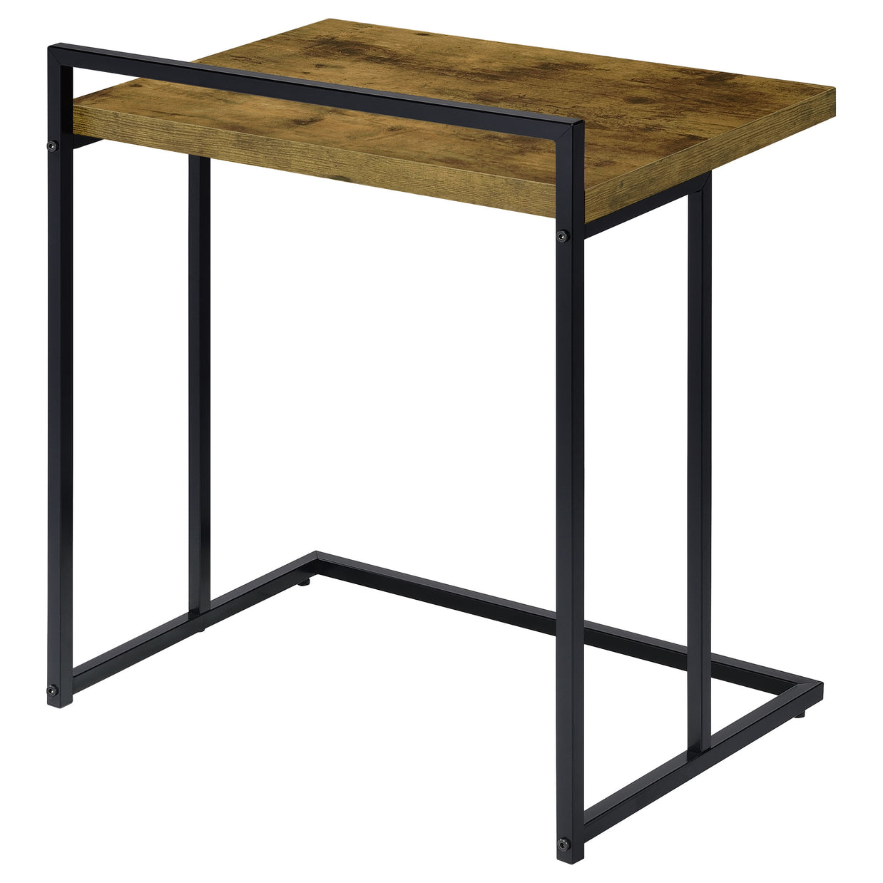 C-Shaped Sofa Side Table in Rustic Nutmeg Wood